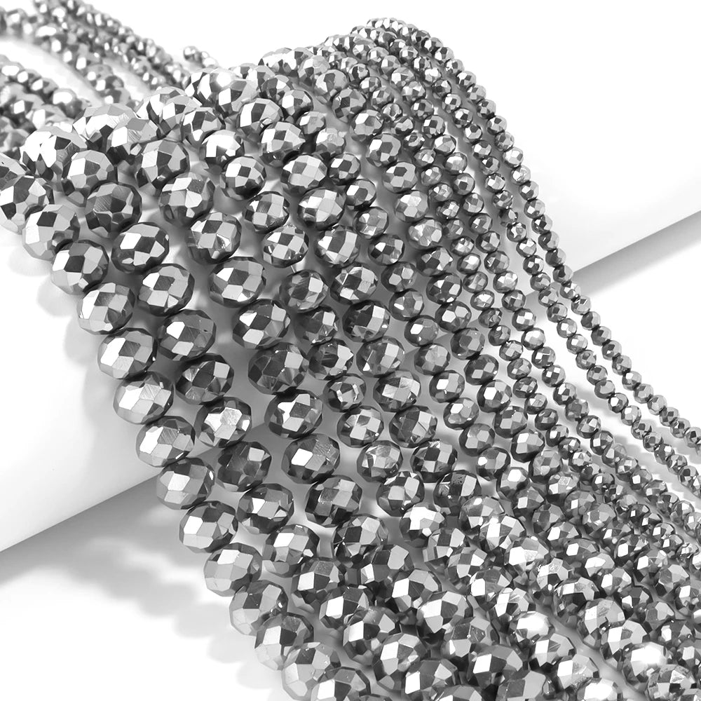 1Strand/Lot 3 4 6 8 10mm Rondelle Flat Faceted Crystal Beads Glass Spacer Beads For DIY Crafts Ornament Making Handmade Accesso