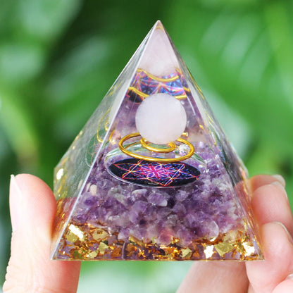 Natural stone amethyst crystalEnergy Generator Orgone Pyramid for E-Energy Protection Healing meditation orgonite crystal chakra
