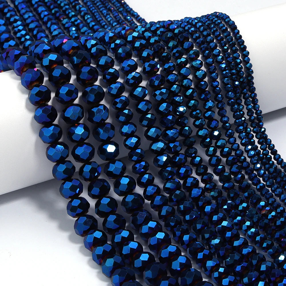 1Strand/Lot 3 4 6 8 10mm Rondelle Flat Faceted Crystal Beads Glass Spacer Beads For DIY Crafts Ornament Making Handmade Accesso