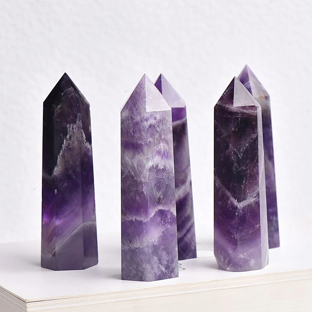 Natural Stone and Crystals Point Wand Witchcraft Rose Quartz Amethyst Home Decor Mineral Reiki Healing Stones Crafts Room Decor