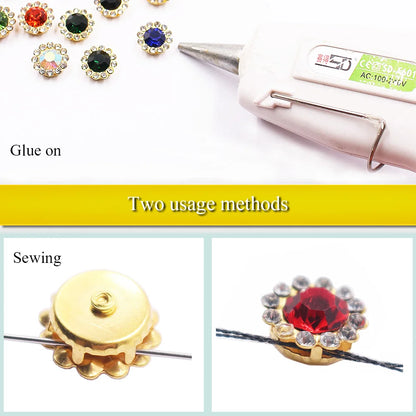 8mm-12mm Sunflower Sewing Claw Rhinestones Crystals Glass Beads Buttons Stones Sew On Rhinestone for Clothes Sewing Accessories