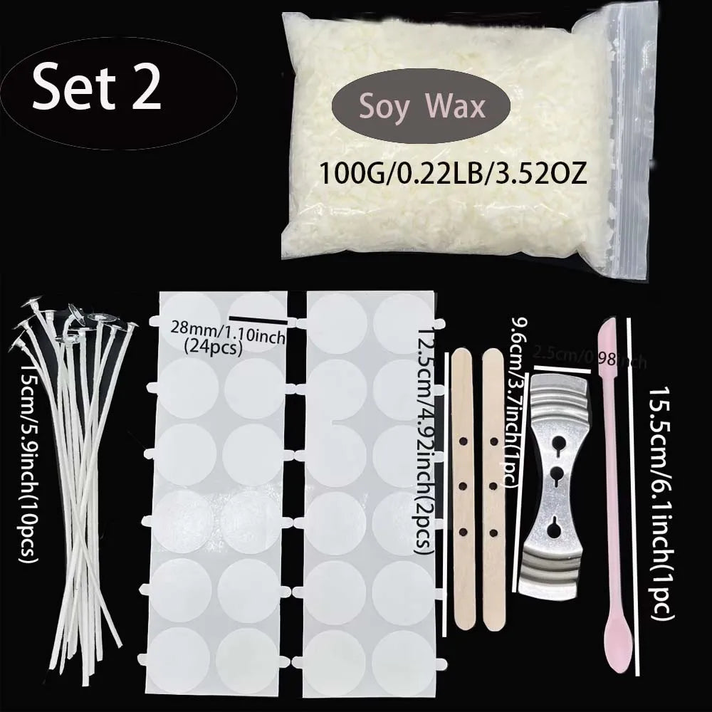 Candle Making Kits 100G Soy Wax DIY Candle Making Scented Candle Material Smokeless Candle Metal Wick Candle Holders Making