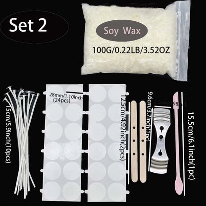 Candle Making Kits 100G Soy Wax DIY Candle Making Scented Candle Material Smokeless Candle Metal Wick Candle Holders Making