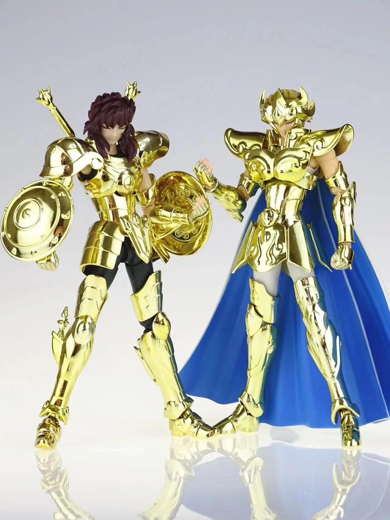 CS Model Saint Seiya Myth Cloth EX Leo/Lion Aiolia 24K With Phoenix Ikki Head 2.0 Gold Knights of the Zodiac Action Figure