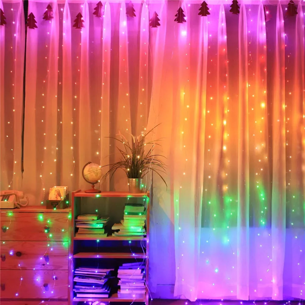 LED Curtain Lights USB Powered with Remote Control Holiday Christmas Decorations for Home Wedding Birthday Bedroom Party Lights