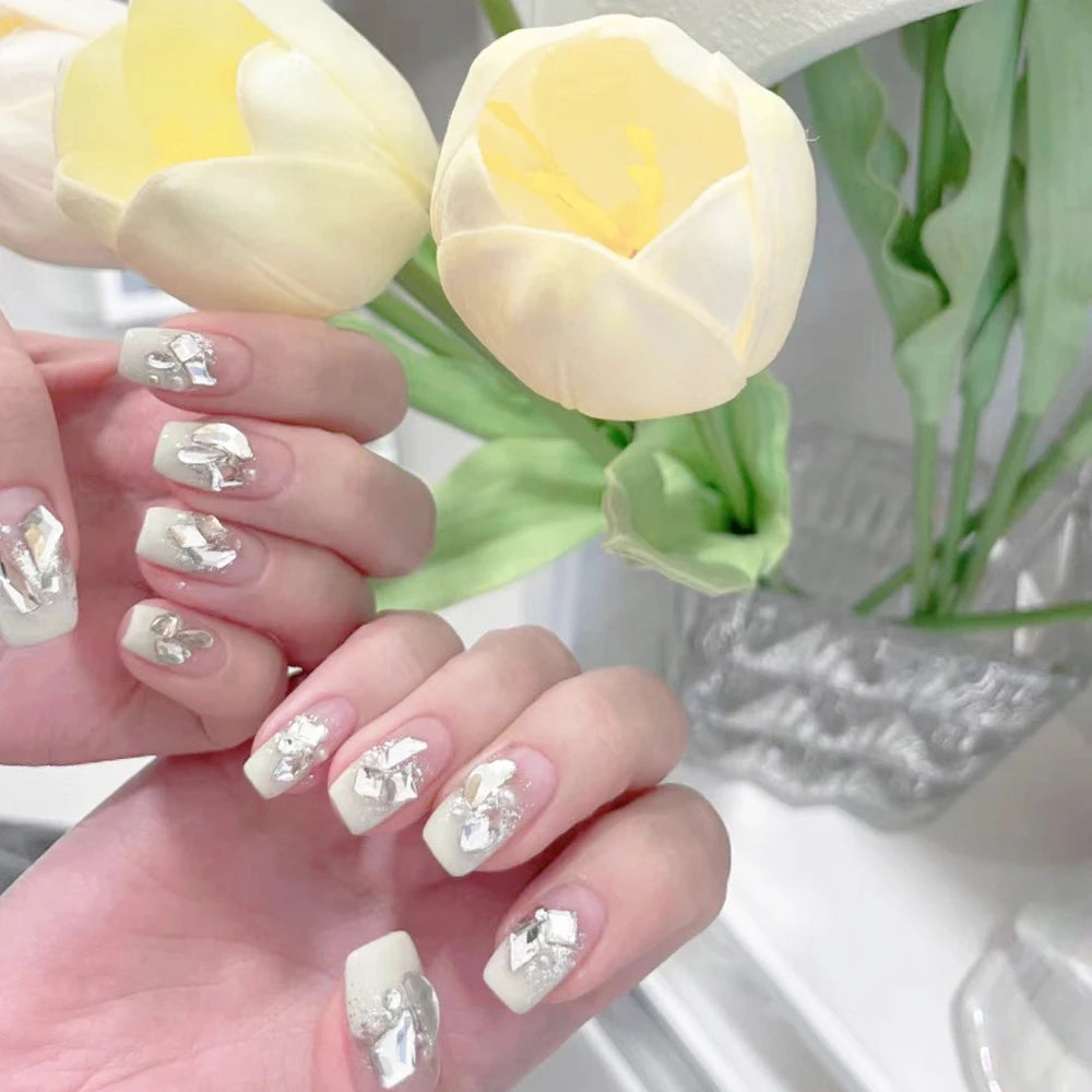 12 Grids Clear Mixed Sizes Nail Art Rhinestones Crystal 3D Glitter Non Hotfix Diamond Decoration Nail Parts Accessories