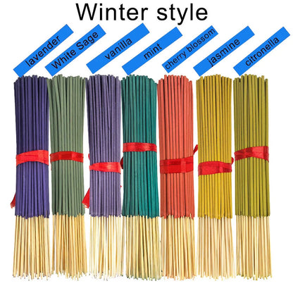 7 Sets of 140 Incense Sticks, Available in Four Seasonal Sets: Rose, Lavender, Sandalwood, Jasmine, Mint, Cherry Blossom, Herbal and Dragon Bloodwood, Each Pack Contains 20 Sticks, Suitable for Home, Office, Yoga, Meditation,