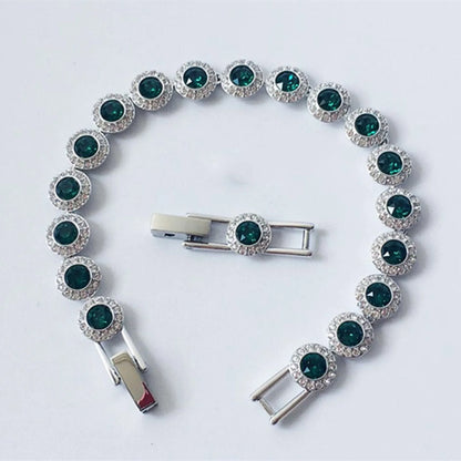 2025 New Original Round Water Drop Crystal High Jewelry Set Fashion Dazzling Women's Bracelet Earring Necklace Ring Wedding Gift