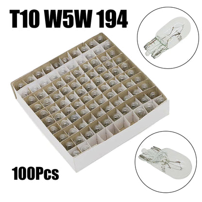 100PCS 194 T10 Clear Wedge Incandescent Instrument Panel Light Bulbs  Cars Trucks Motorcycles Instrument Panel Bulb Lamp
