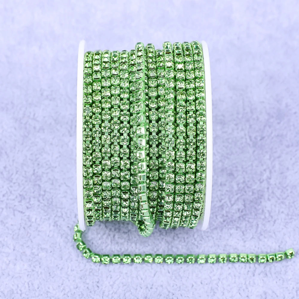 Crystal 10 Yard Rhinestones Trim Stone Cup Chain Gold Diamond Strass Decorative Applique Crystal Trimmings For Dresses