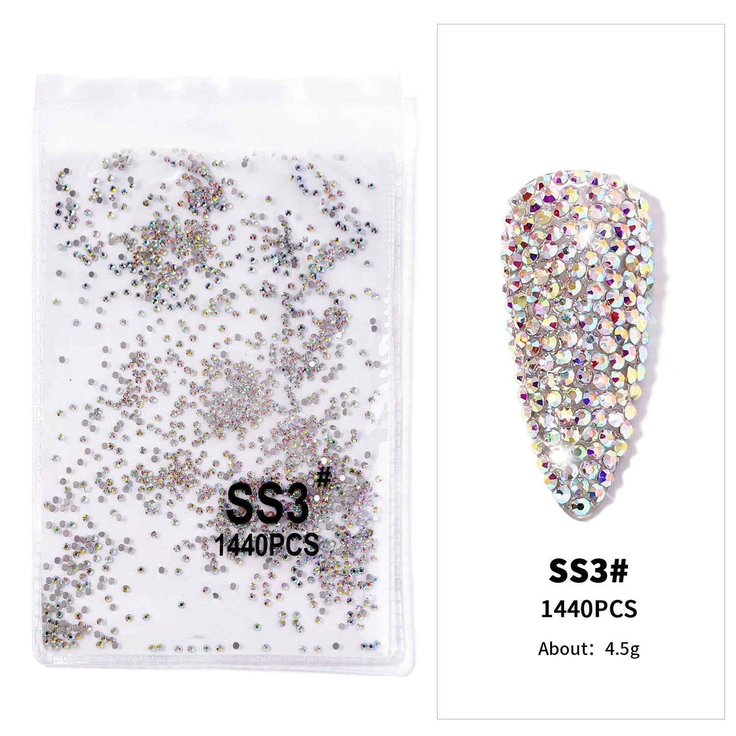 12Gird 3D Glass AB Crystal Nail Art Rhinestones Kit Flatback Round Bead Charm Gem Stones Jewelry Diamond with Tools for Nail Art