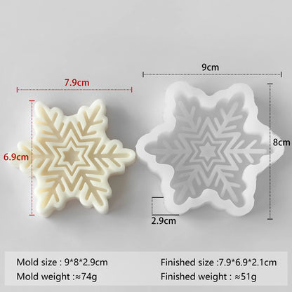 Snowflake Candle Silicone Mold DIY Christmas Soap Wax Melt Mold Aroma Stone Decor Handmade Craft Gift Home Decor Holiday Ornamen