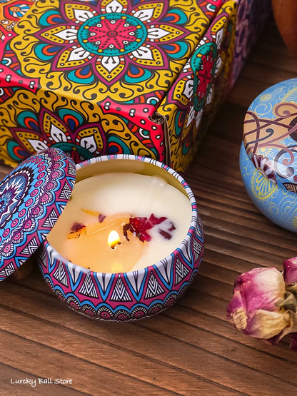4Pcs/Box Scented Candle Set Gift Islamic Arabian Patterns Fragrance Candle Jar DIY Smokeless Couples Romantic Incense Candles