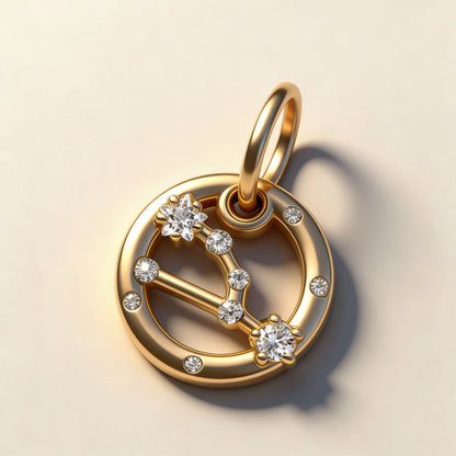 Hạt Charm Mạ Vàng Lấp Lánh 12 Cung Hoàng Đạo Mặt Dây Chuyền Hợp Vòng Tay Bạc Dạng Rắn, Vòng Cổ, Hạt Để Tự Làm Trang Sức Quà Tặng Nữ