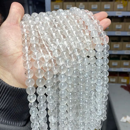 3A Natural Rock Quartz Beads Round Loose Spacer Flaws White Crystal For Jewelry Making Bracelet Necklace Diy Accessory Findings