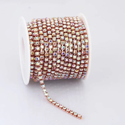 PEESOM SS6-SS18 Crystal Rhinestone Cup Chain Sew on Glass Rhinestone Trim Chain Glue On Colorful Crystal Cup Chain for DIY Craft