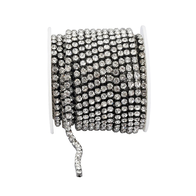 PEESOM SS6-SS18 Crystal Rhinestone Cup Chain Sew on Glass Rhinestone Trim Chain Glue On Colorful Crystal Cup Chain for DIY Craft