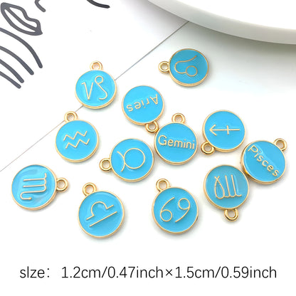 Accessoires de la série des 12 symboles du zodiaque, breloques pendentifs émaillés double face pour bracelets, colliers et boucles d'oreilles.