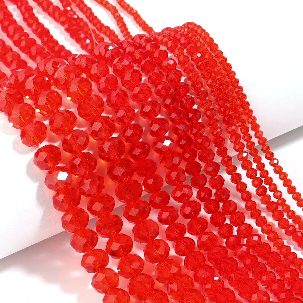1Strand/Lot 3 4 6 8 10mm Rondelle Flat Faceted Crystal Beads Glass Spacer Beads For DIY Crafts Ornament Making Handmade Accesso