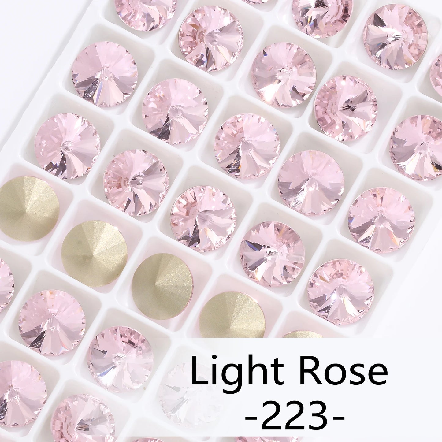 6/8/10/12/14MM Rivoli Rhinestone Round Pointed Diamond Stones Colorful Beads Crafts Crystal Nail Clothes Jewelry Accessories