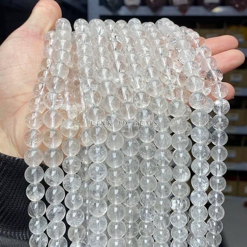 3A Natural Rock Quartz Beads Round Loose Spacer Flaws White Crystal For Jewelry Making Bracelet Necklace Diy Accessory Findings