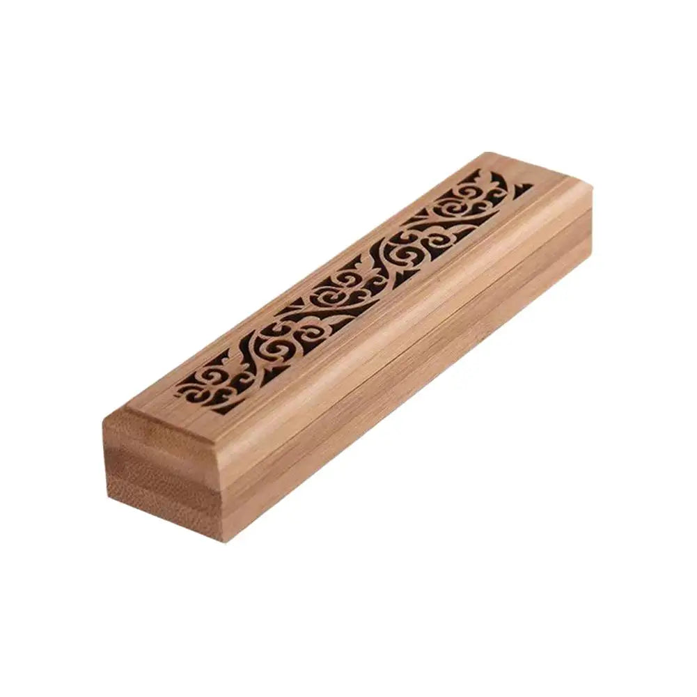 Natural Bamboo Incense Burner With Laying Plate Aromatherapy Wooden Box For Incense Storage Burning Hollowed Line Incense Box