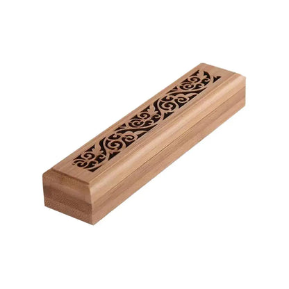 Natural Bamboo Incense Burner With Laying Plate Aromatherapy Wooden Box For Incense Storage Burning Hollowed Line Incense Box