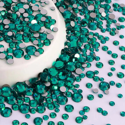 SS3-SS20 Mix Size Glitter Glass Round Rhinestones Silver Bottom Non Hotfix Small Size Crystal For Nail Art Clothes Decoration