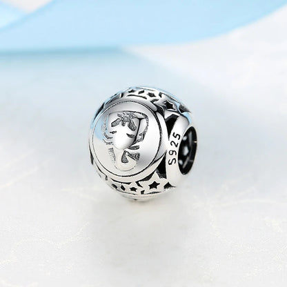 Original 925 Sterling Silver Bead Charm Libra Leo Star Sign Charms 12 Zodiac Constellation Fit Pandora Bracelets Women Jewelry