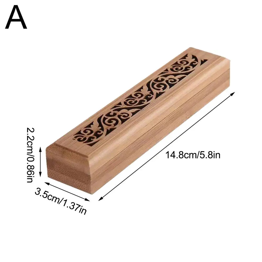 Natural Bamboo Incense Burner With Laying Plate Aromatherapy Wooden Box For Incense Storage Burning Hollowed Line Incense Box