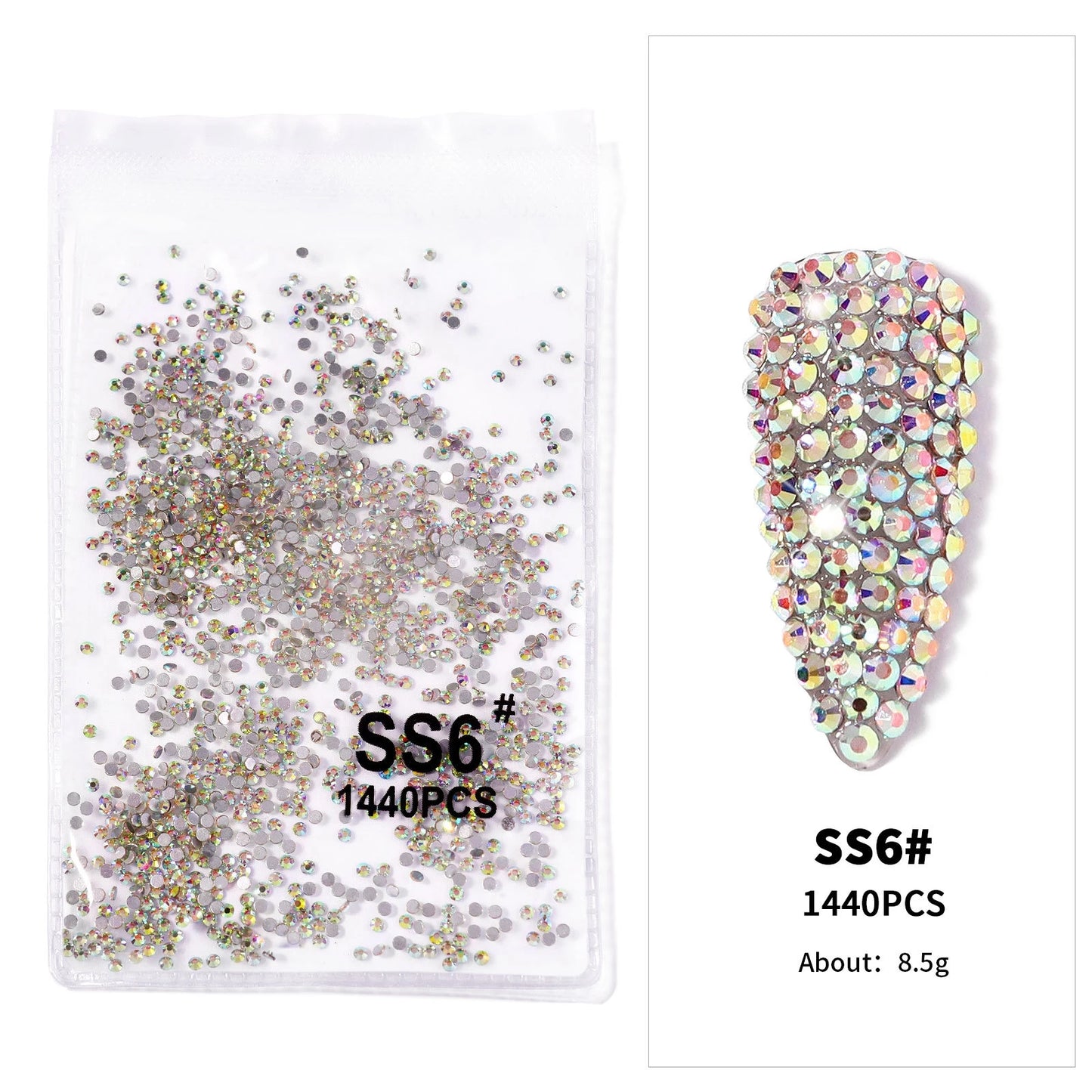 12Gird 3D Glass AB Crystal Nail Art Rhinestones Kit Flatback Round Bead Charm Gem Stones Jewelry Diamond with Tools for Nail Art