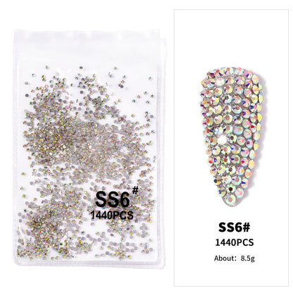 12Gird 3D Glass AB Crystal Nail Art Rhinestones Kit Flatback Round Bead Charm Gem Stones Jewelry Diamond with Tools for Nail Art