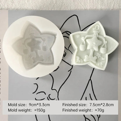 Twelve Horoscope Scented Candle Silicone Mold DIY Pentagram Constellation Aries Leo Gypsum Resin Handmade Soap Mould