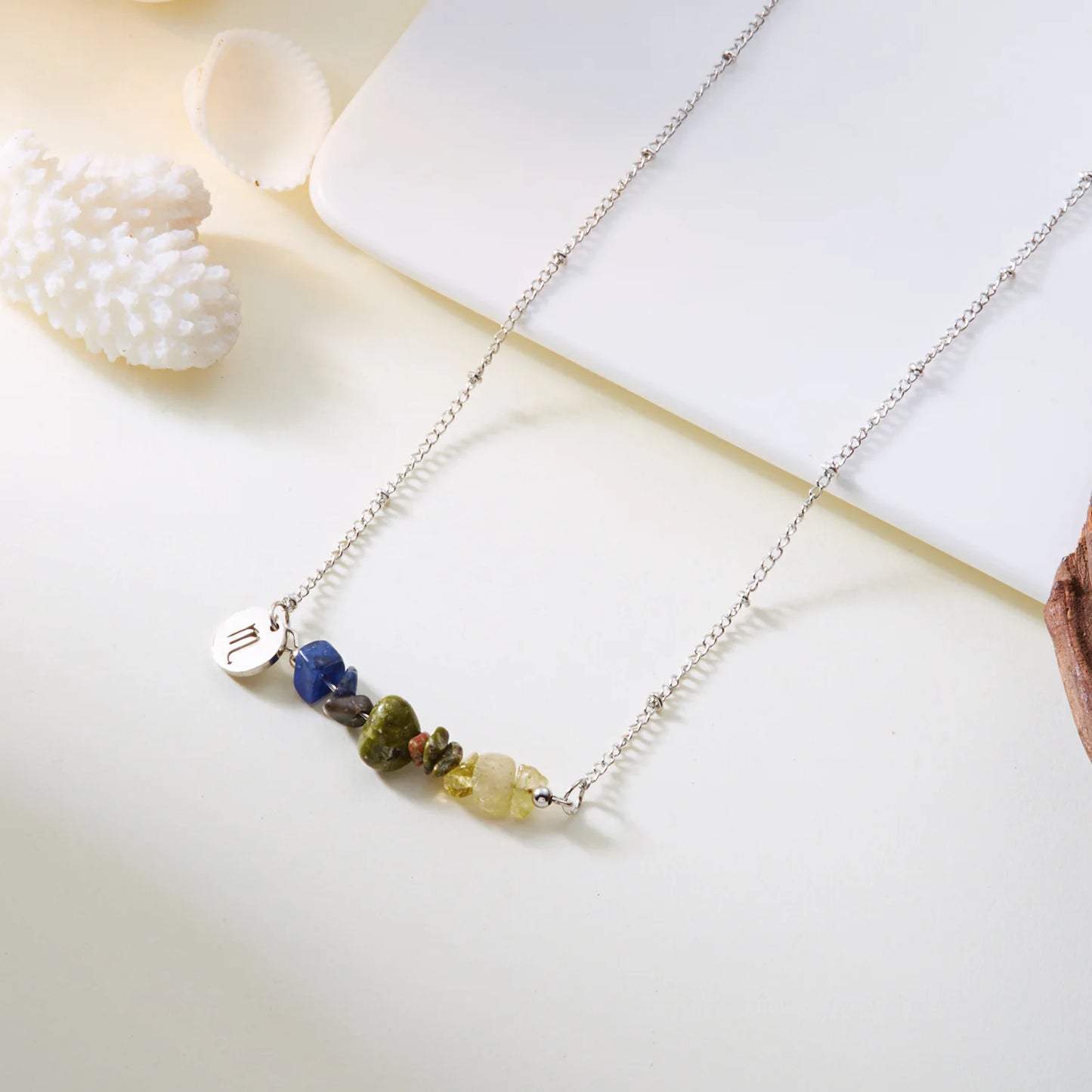12 Zodiac Signs Constellation Charm Natural Crushed Stone Beaded Necklace for Men Women Couple Choker Virgo Leo Libra Jewelry