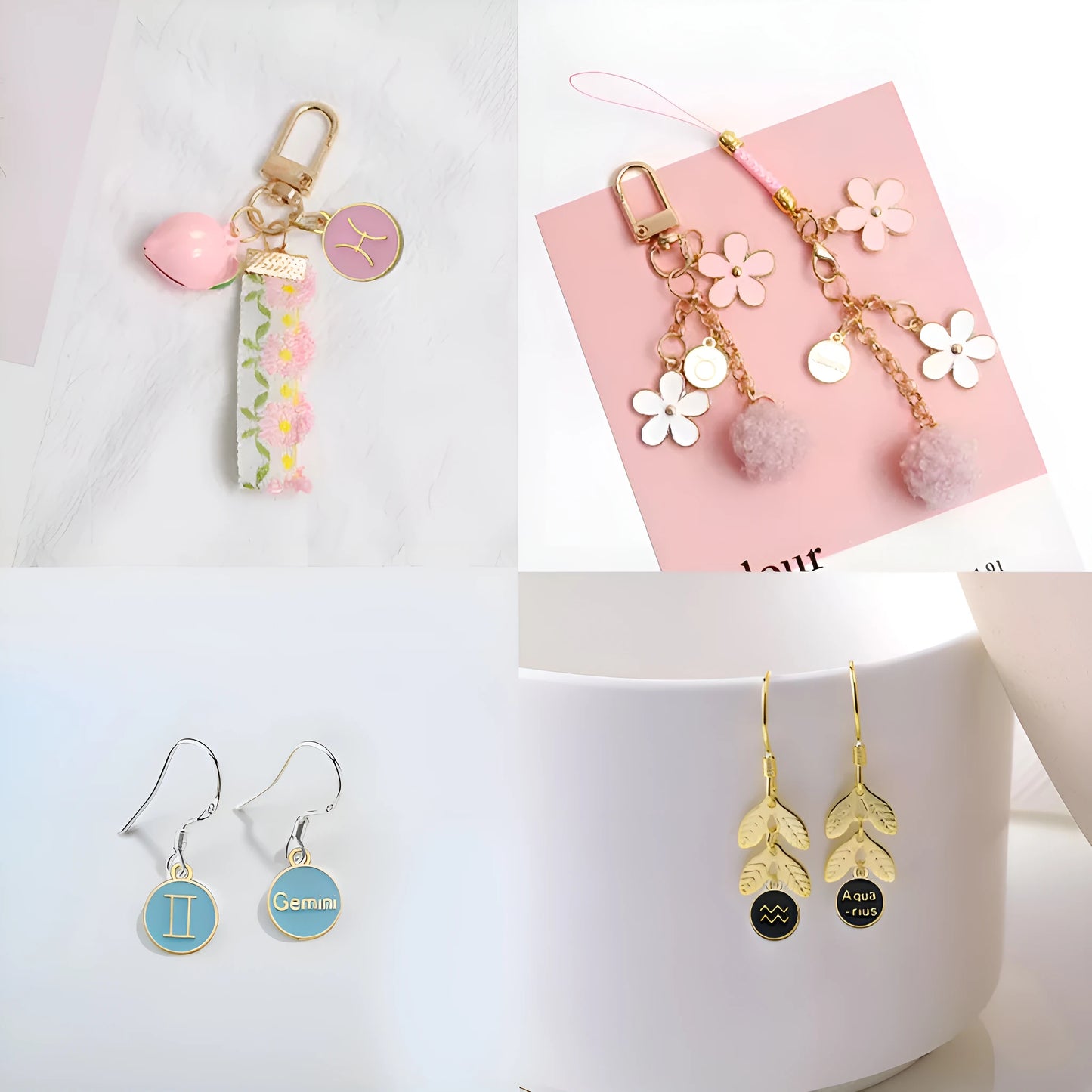 Accessoires de la série des 12 symboles du zodiaque, breloques pendentifs émaillés double face pour bracelets, colliers et boucles d'oreilles.