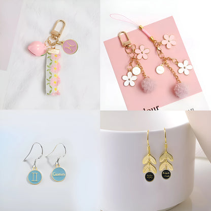Accessoires de la série des 12 symboles du zodiaque, breloques pendentifs émaillés double face pour bracelets, colliers et boucles d'oreilles.