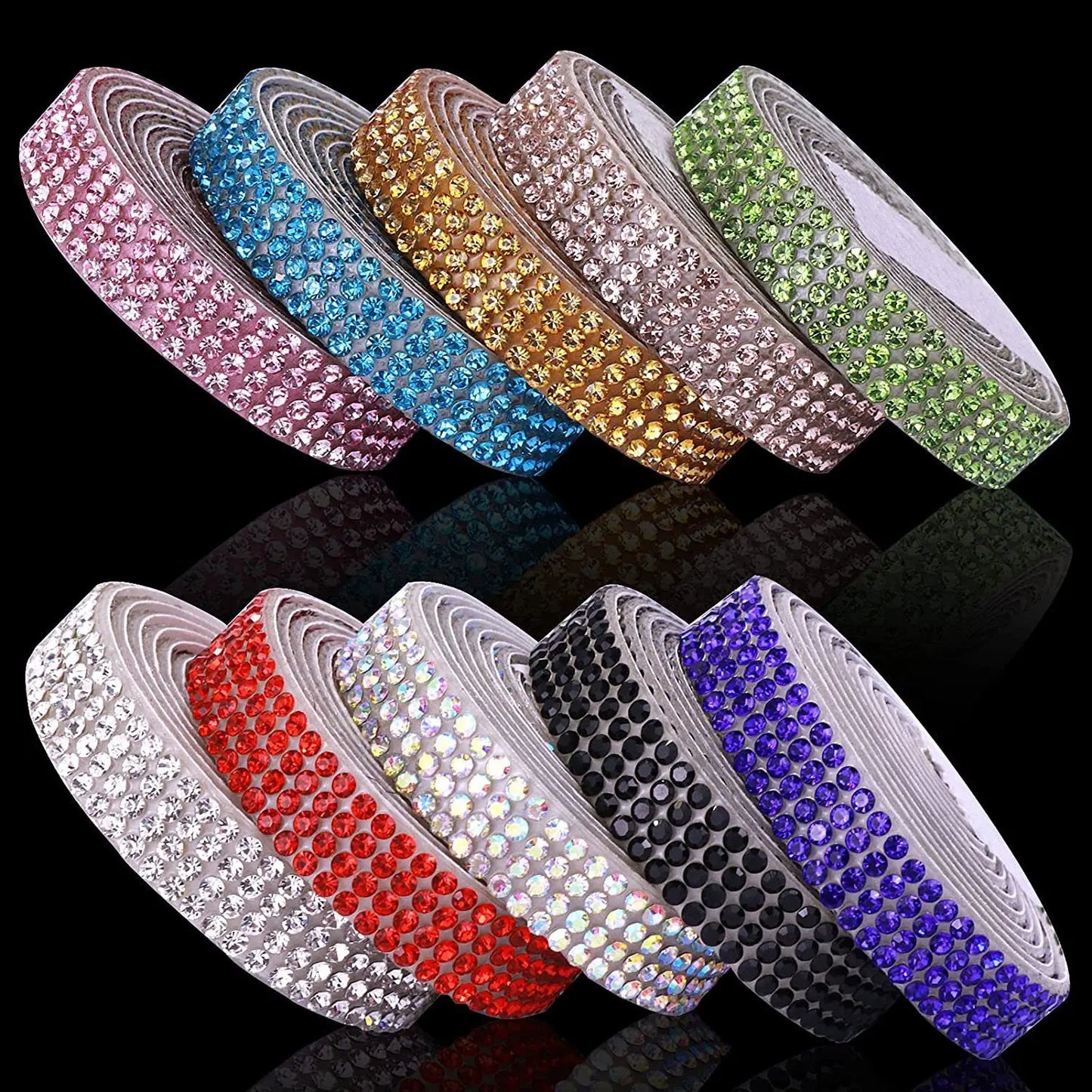 Self Adhesive Crystal Rhinestone Sticker Diamond Ribbon DIY Sticker Rhinestones Arts Crafts Car Phone Decoration Dropshipping