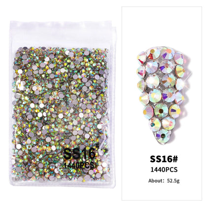 12Gird 3D Glass AB Crystal Nail Art Rhinestones Kit Flatback Round Bead Charm Gem Stones Jewelry Diamond with Tools for Nail Art