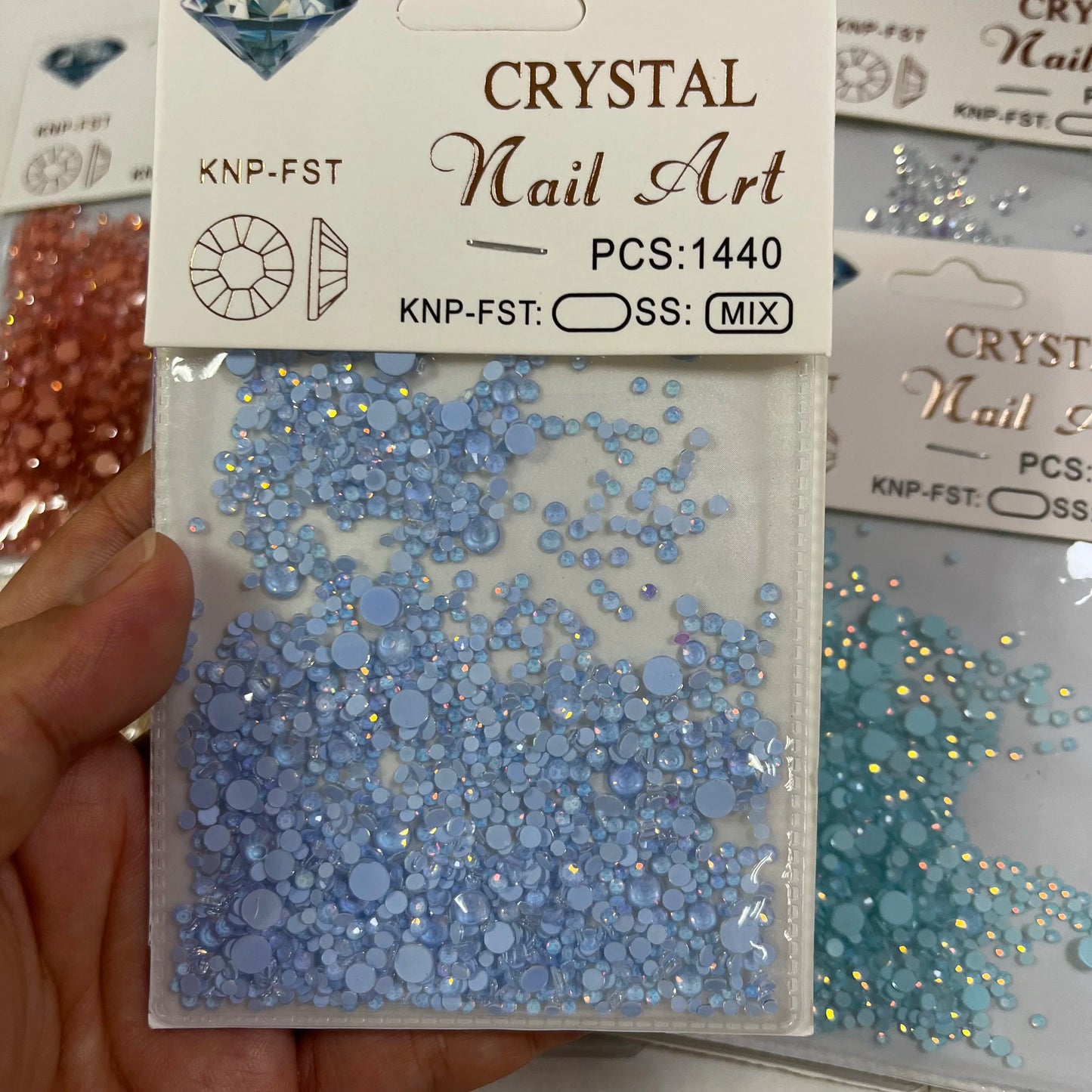12Gird 3D Glass AB Crystal Nail Art Rhinestones Kit Flatback Round Bead Charm Gem Stones Jewelry Diamond with Tools for Nail Art