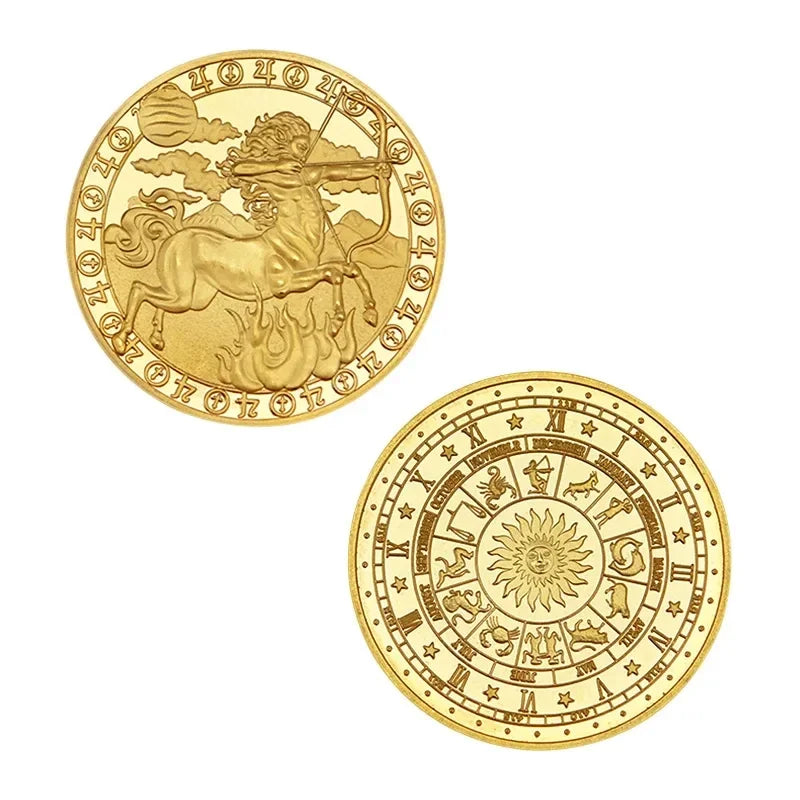 Pièce de monnaie souvenir du zodiaque de 4 cm, collection physique à collectionner, métal porte-bonheur, décorations d'intérieur antiques