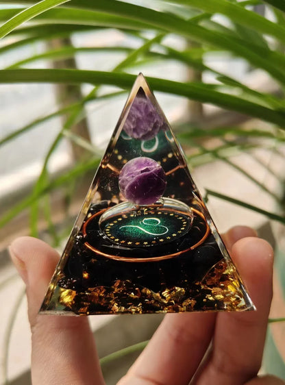 12 Zodiacs Orgone Pyramid 5cm Horoscope Healing Natural Crystal Stone Chakra Reiki Orgonite Gemstones Birthday Constellation