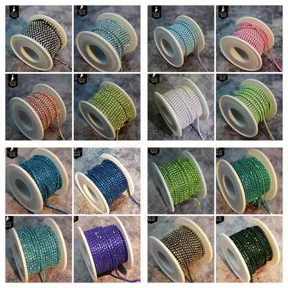 Rhinestones Chain Roll Tassel 1/10Yard Crystal Ribbon Strass Banding Sew On Gold Rhinestone Trim Strip Cup Chains For Needlework