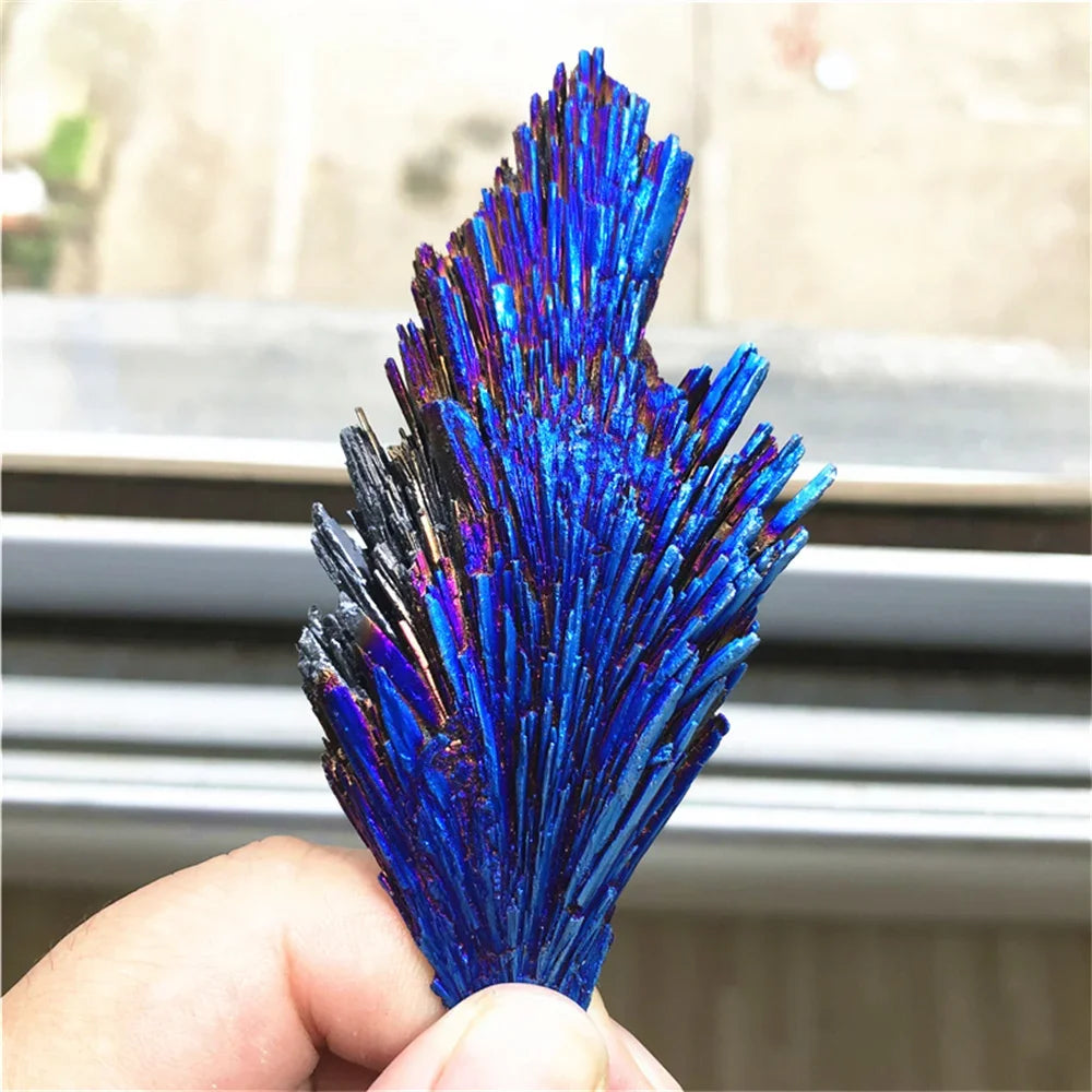 Natural Black Tourmaline Peacock Feather Electroplated Crystal Healing Reiki Mineral Specimen Rainbow Rocks Diy Home Decoration