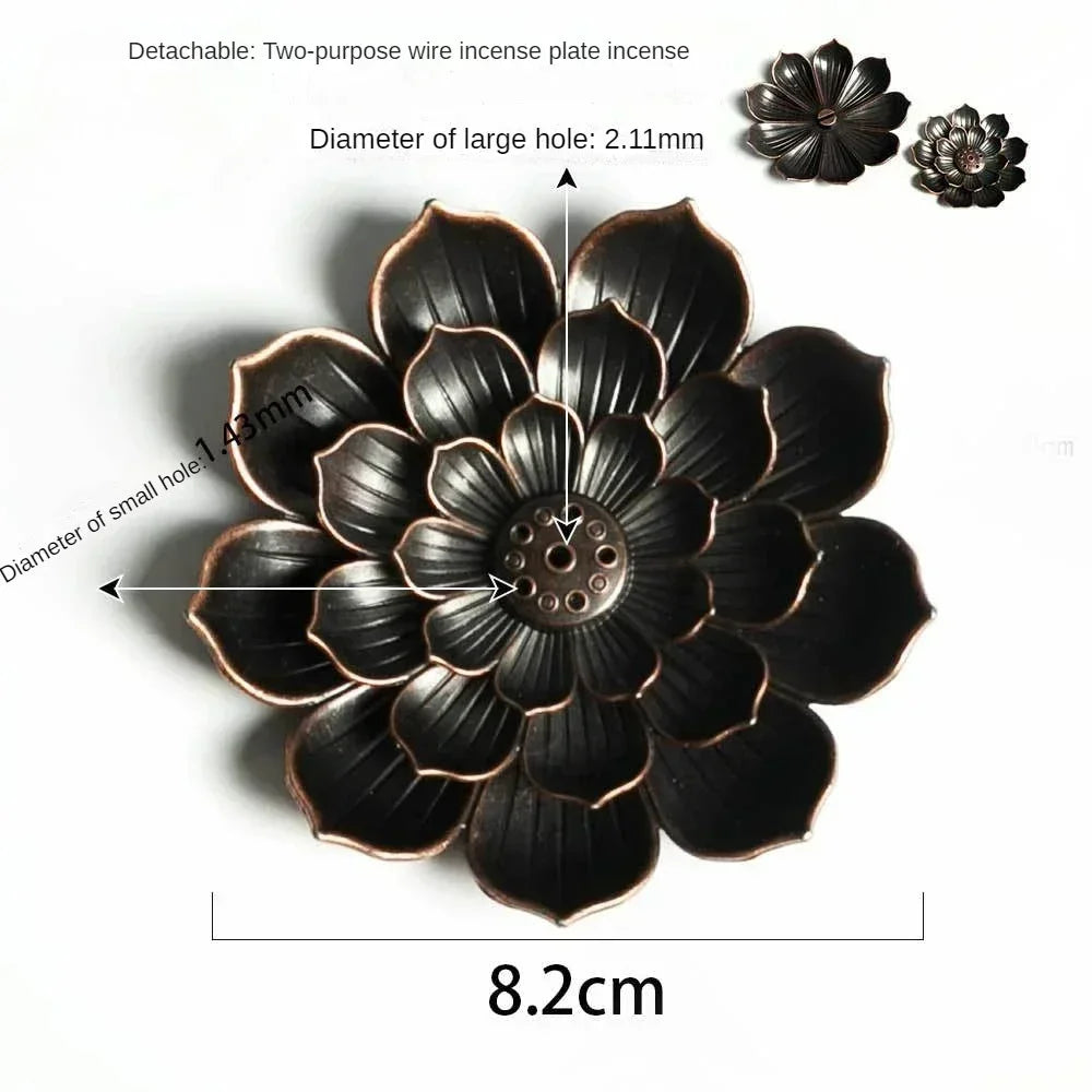 Incense Holder for Sticks Alloy Incense Burner Creative 3 levels Lotus Incense Stick Holder and Detachable Ash Catcher