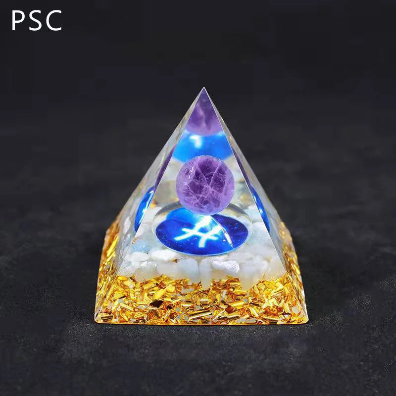 Constellation Pyramid Crystals Horoscope Natural Stone Home Office Decoration Energy Generator Reiki Meditation Ornaments Crafts