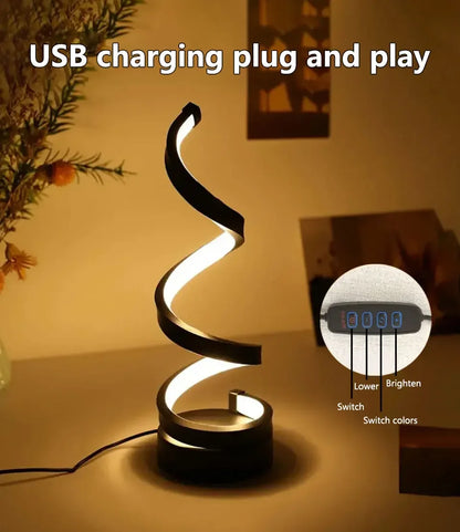 LED Night Light Spiral Table Lamp Modern Bedside Lamps Dimmable Night Lamp Office Living Room Bedroom Decoration Night Lights