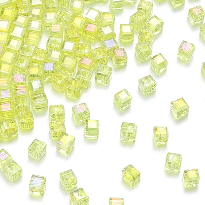 50pcs 4/6/8mm Square Faceted Glass Crystal Beads Loose Spacer Cube Beads for Jewelry Making DIY Bracelet Accessories Wholesale