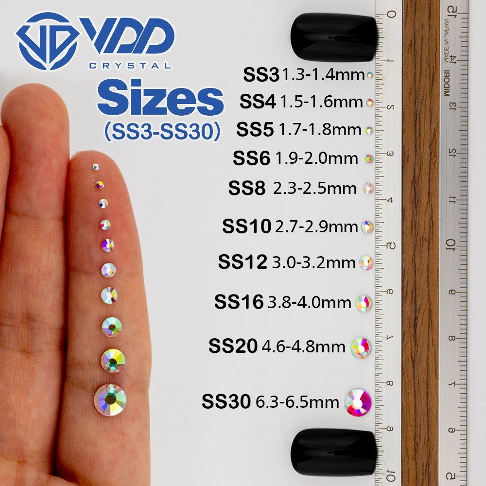 VDD Non Hot Fix Flatback Rhinestones And Decorations Crystal Nail Art Accessories Nail Sticker DMC Glitter Stone Diamond DIY