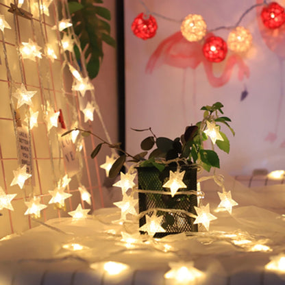 Đèn Led Dây Ngôi Sao 1.5m/3m/6m/10m Trang Trí Giáng Sinh, Đèn Thần Tiên Rèm Tiệc Cưới Dùng Pin USB Cho Gia Đình