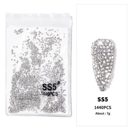 12Gird 3D Glass AB Crystal Nail Art Rhinestones Kit Flatback Round Bead Charm Gem Stones Jewelry Diamond with Tools for Nail Art